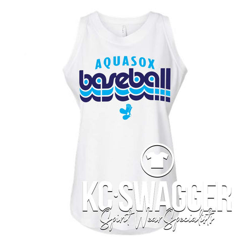 AQUASOX BASEBALL WHITE LAT GIRLS AND LADIES RELAXED FINE JERSEY TANK