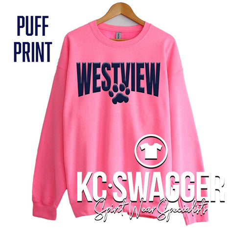 WVE WILDCATS NEON PINK GILDAN SWEATSHIRT