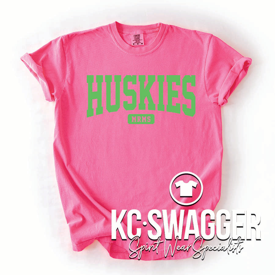 MRMS HUSKIES NEON PINK COMFORT COLORS TEE