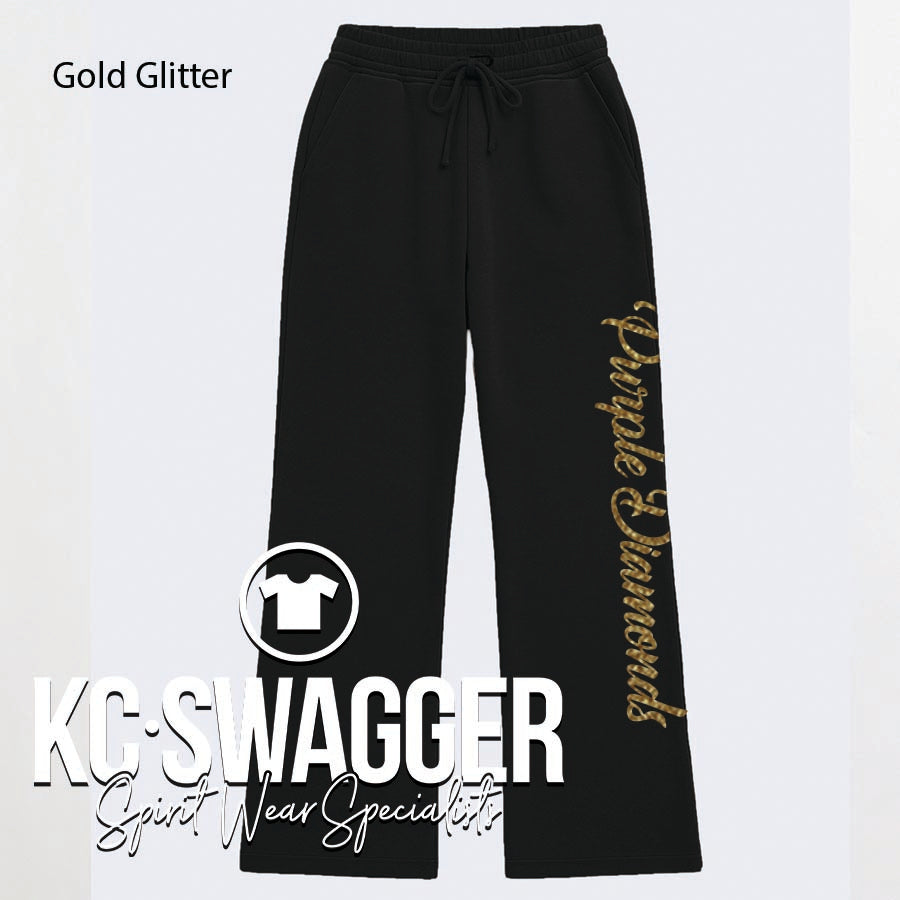 NKC DIAMONDS BLACK ENZA LADIES WIDE LEG SWEATPANTS