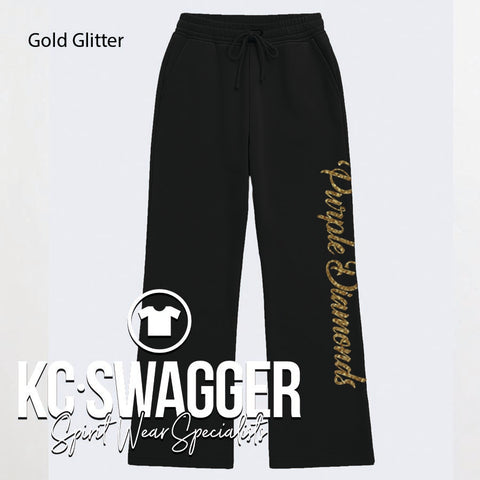 NKC DIAMONDS BLACK ENZA LADIES WIDE LEG SWEATPANTS