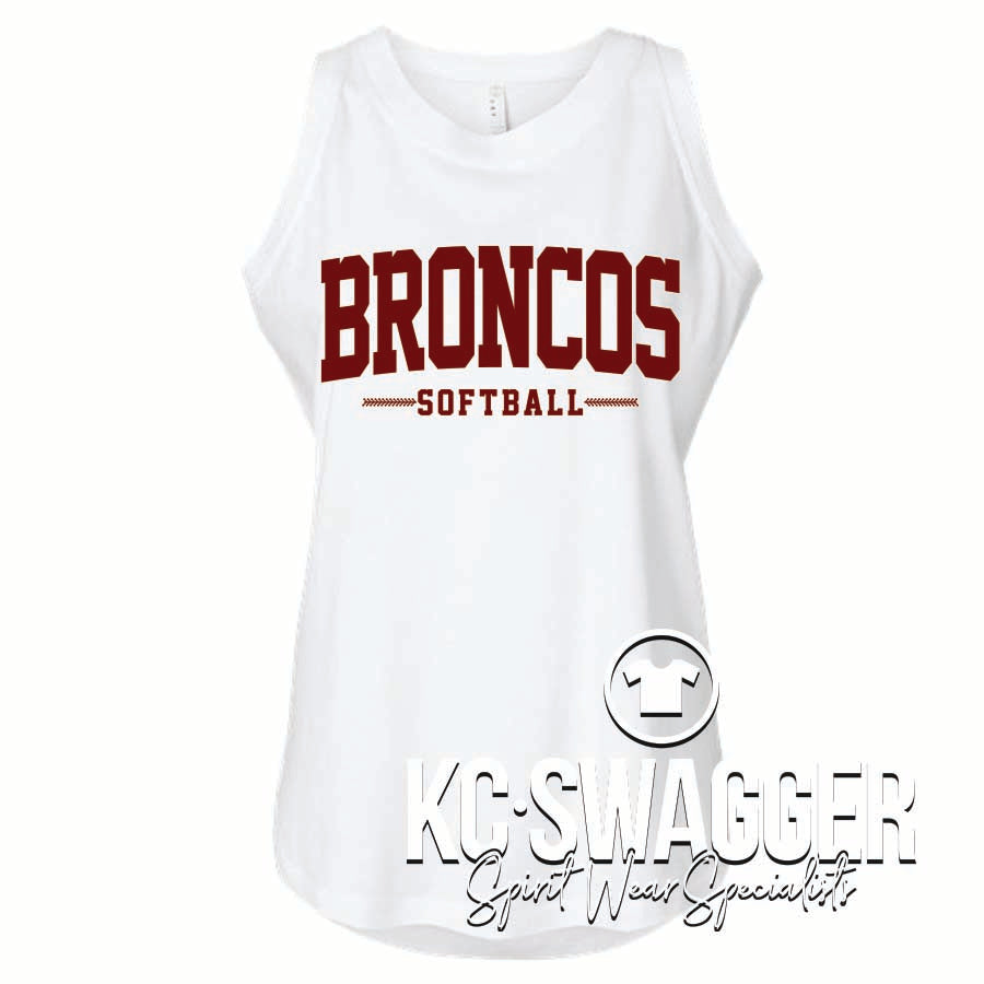 LSN SOFTBALL WHITE LAT FINE JERSEY RELAXED TANK