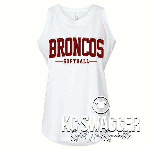LSN SOFTBALL WHITE LAT FINE JERSEY RELAXED TANK