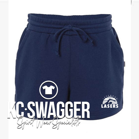 LAKEWOOD LASERS NAVY BOXERCRAFT GIRLS AND LADIES FLEECE SHORTS