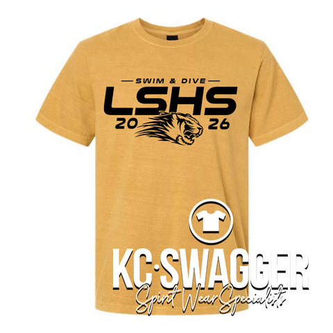 LSHS BOYS SWIM AND DIVE WASHED MUSTARD BELLA CANVAS HEAVYWEIGHT GARMENT-DYED TEE