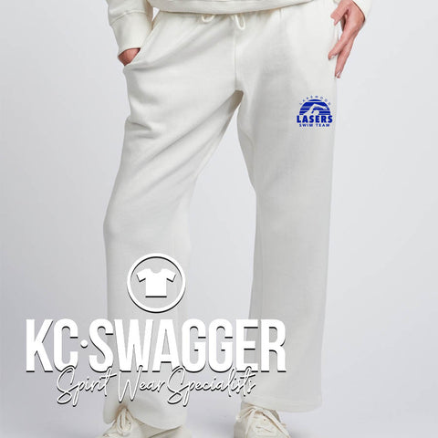 LAKEWOOD LASERS BLEACHED LINEN ENZA GIRLS AND LADIES WIDE LEG SWEATPANTS