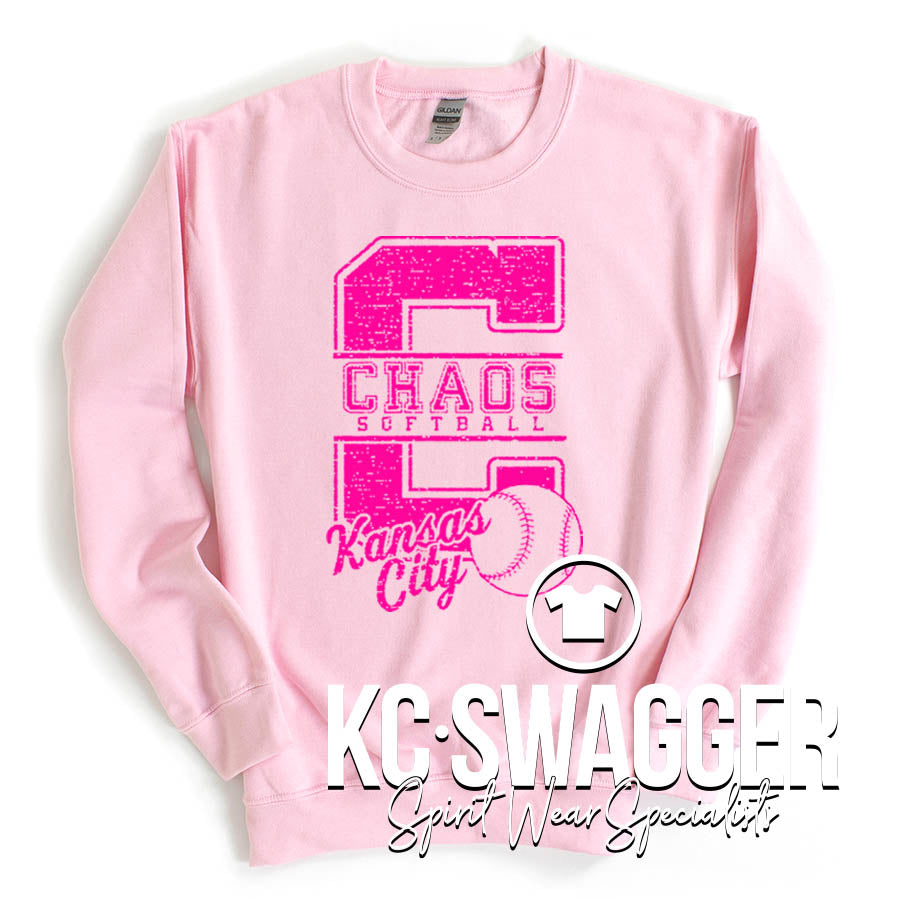 CHAOS SOFTBALL PINK SWEATSHIRT (adult sizes only) KC Swagger