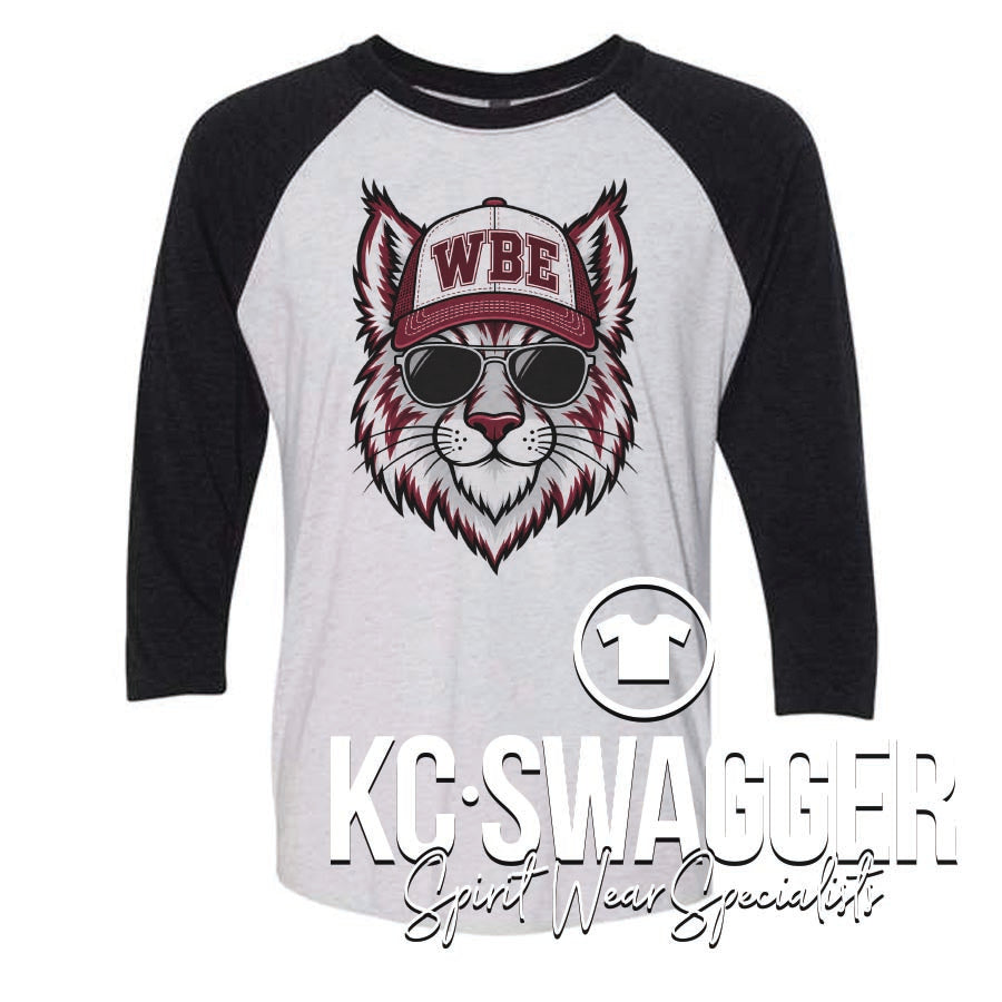 WBE BOBCATS BLACK NEXT LEVEL RAGLAN TEE (ADULT ONLY)