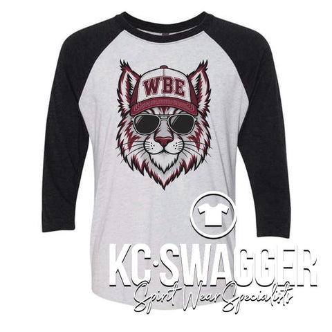 WBE BOBCATS BLACK NEXT LEVEL RAGLAN TEE (ADULT ONLY)
