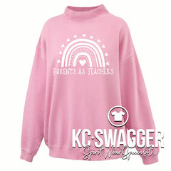 PARENTS AS TEACHERS PETAL PINK PENNANT WOMENS SALTWASH MOCKNECK