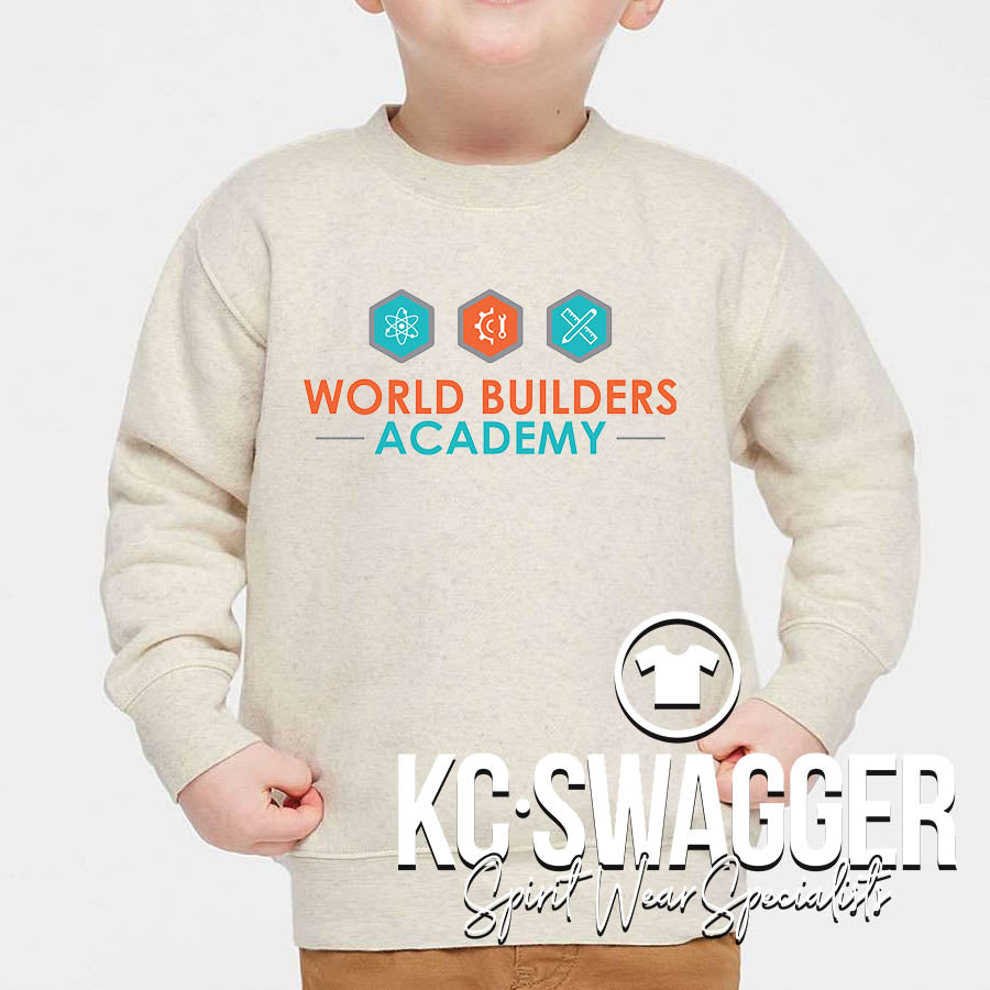 WORLD BUILDERS ACADEMY HEATHER OATMEAL LAT ELEVATED FLEECE SWEATSHIRT
