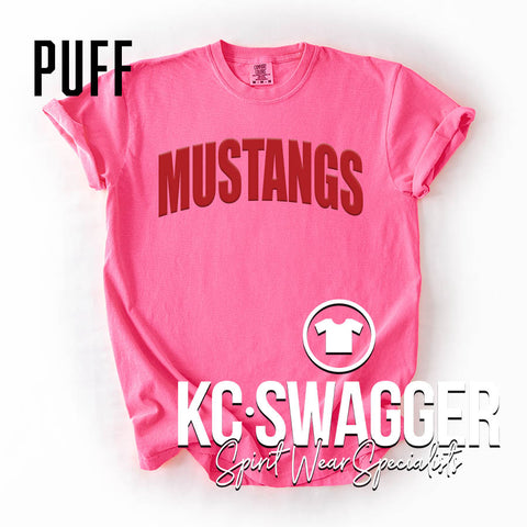 PBE MUSTANGS NEON PINK COMFORT COLORS TEE
