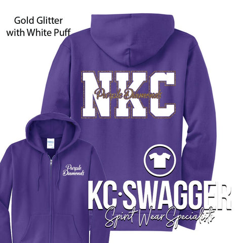 NKC PURPLE DIAMONDS PURPLE PORT AND CO FULL ZIP HOODIE