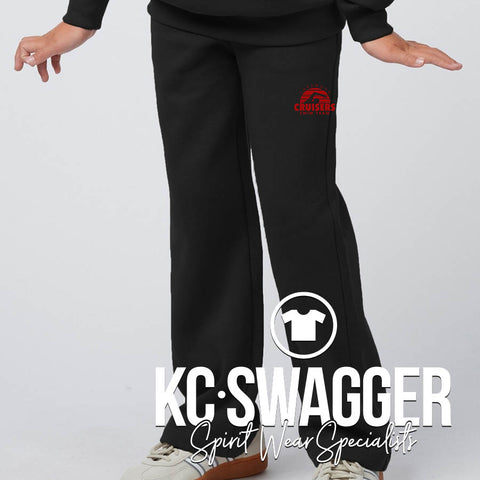 LAKEWOOD CRUISERS BLACK ENZA GIRLS AND LADIES WIDE LEG SWEATPANTS