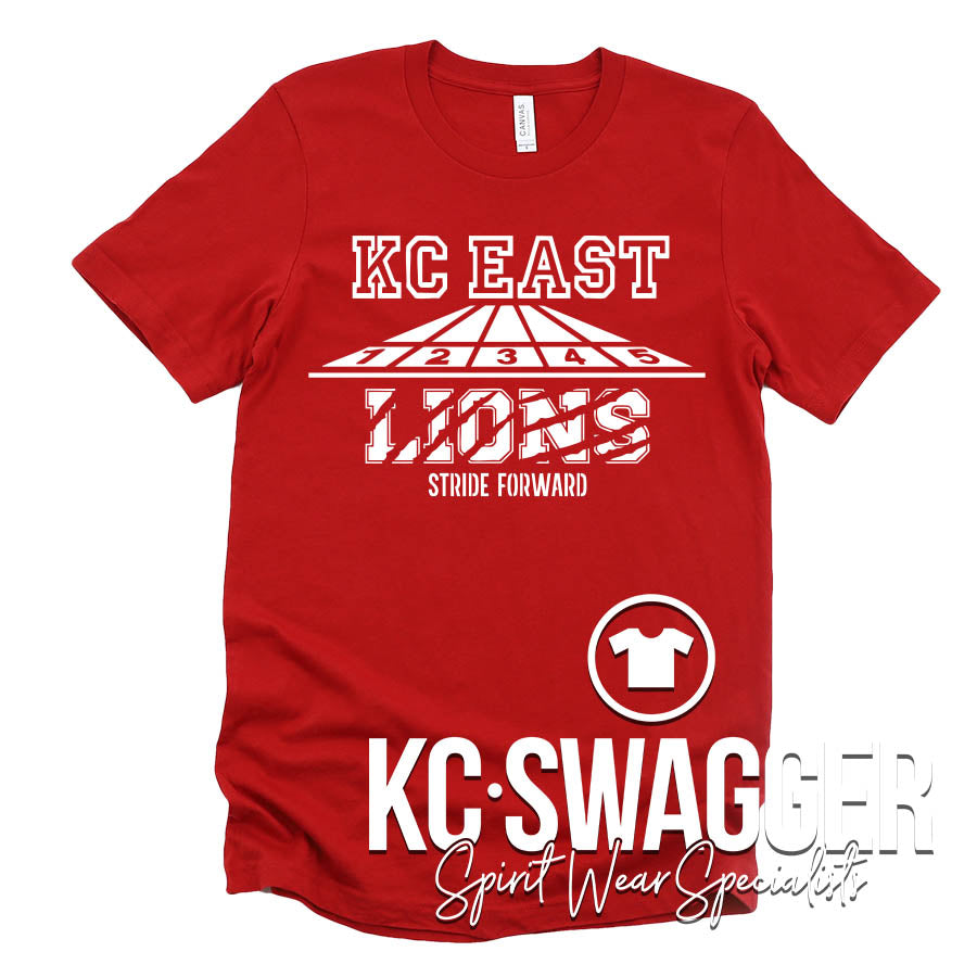 KC EAST LIONS RED BELLA CANVAS TEE