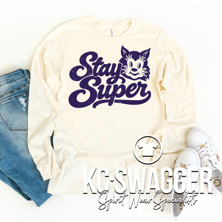 JLE SUPERCATS NATURAL BELLA CANVAS LONG SLEEVE TEE