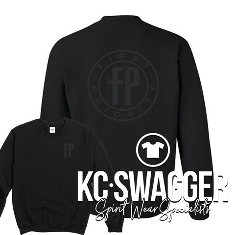 FIRST PRIORITY BLACK GILDAN SWEATSHIRT