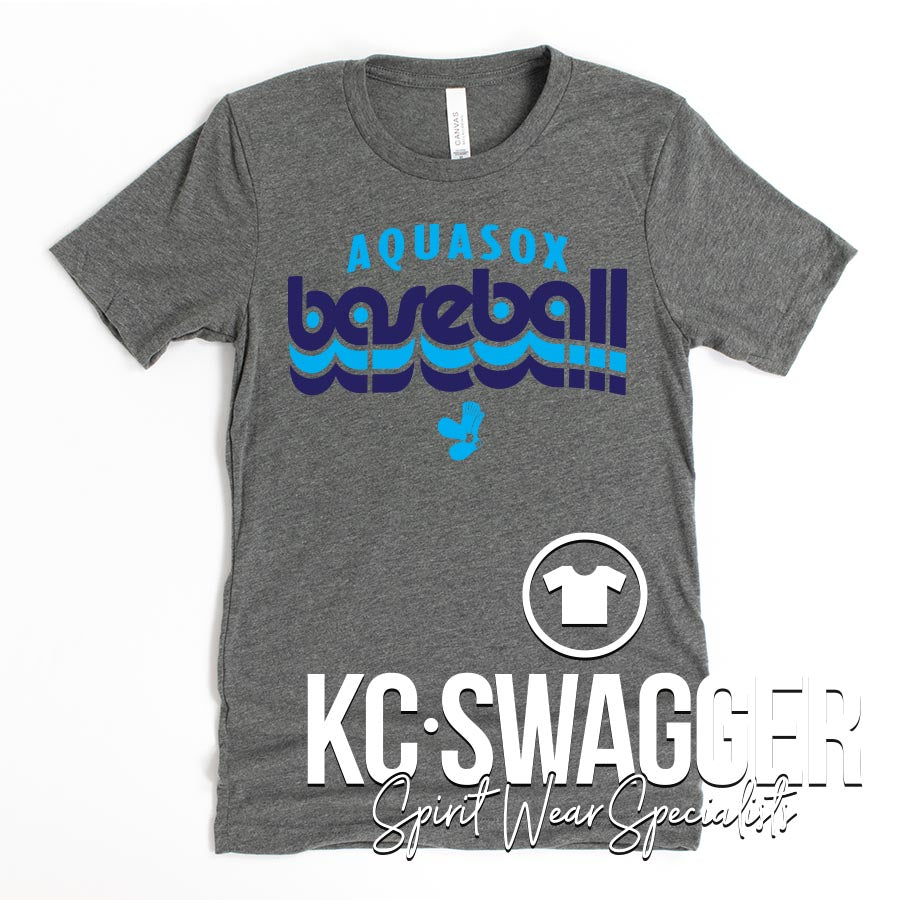 AQUASOX BASEBALL DEEP HEATHER BELLA CANVAS TEE