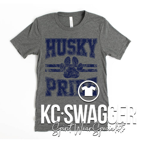 HES HUSKIES DEEP HEATHER BELLA CANVAS TEE