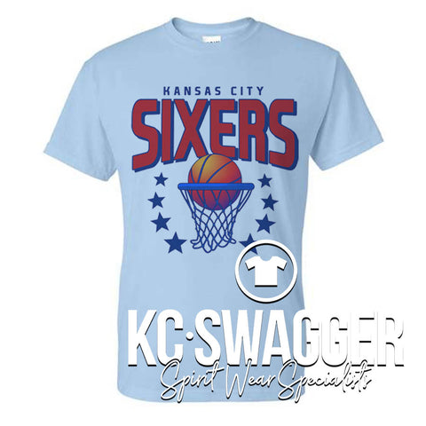 SIXERS BASKETBALL LIGHT BLUE GILDAN TEE