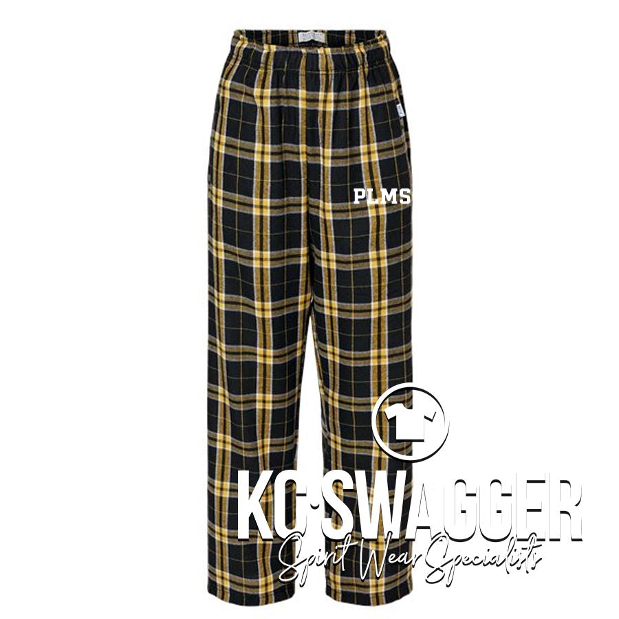 PLMS XC BLACK AND GOLD PLAID BOXERCRAFT FLANNEL PANTS