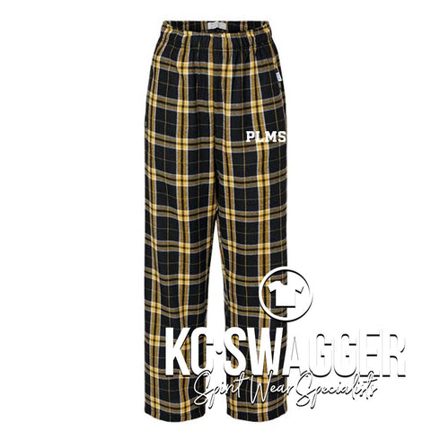 PLMS XC BLACK AND GOLD PLAID BOXERCRAFT FLANNEL PANTS