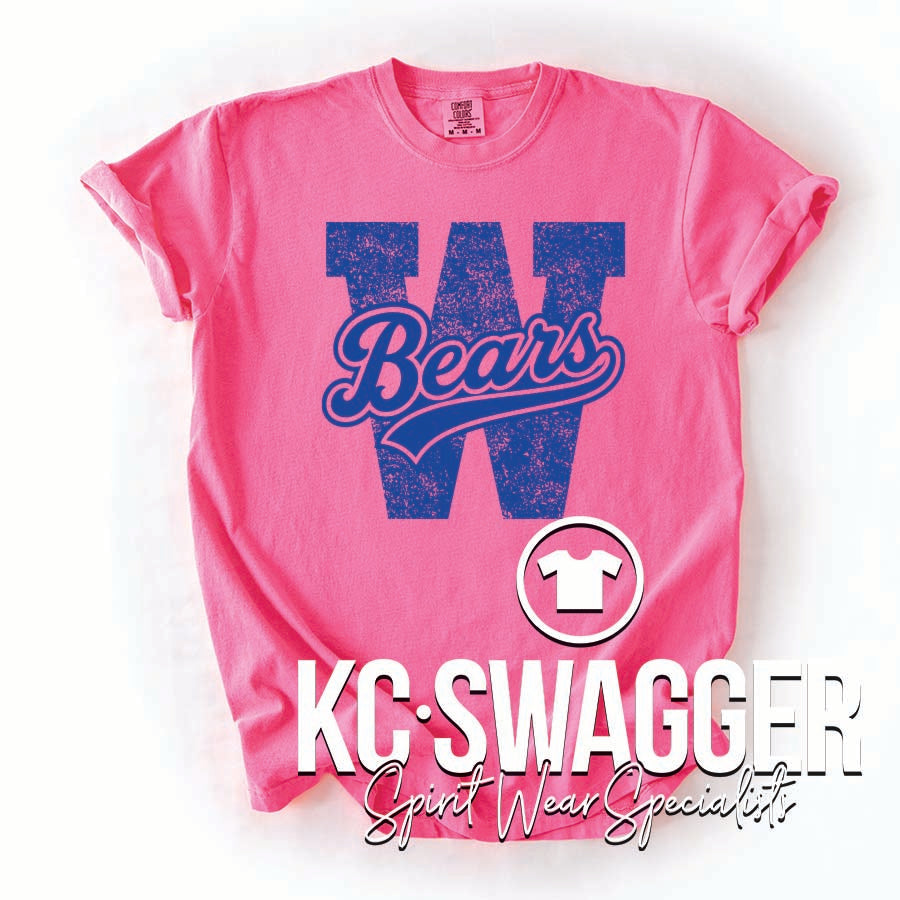 WLE BEARS NEON PINK COMFORT COLORS TEE