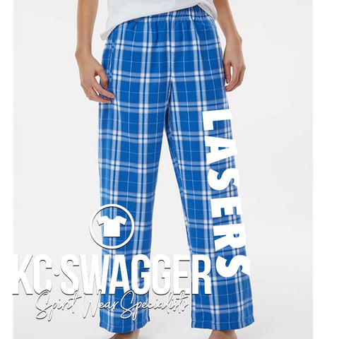 LAKEWOOD LASERS ROYAL PLAID BOXERCRAFT FLANNEL PANTS