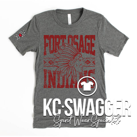 FOSD INDIANS DEEP HEATHER BELLA CANVAS TEE