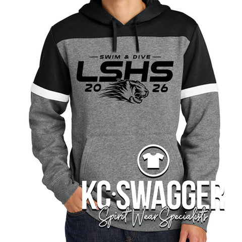 LSHS BOYS SWIM AND DIVE BLACK AND GRAY SPORT-TEK DRIVE FLEECE COLOR BLOCK HOODIE