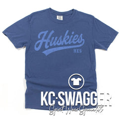 HES HUSKIES CHINA BLUE COMFORT COLORS TEE