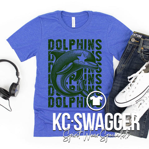 DYE DOLPHINS HEATHER ROYAL BELLA CANVAS TEE