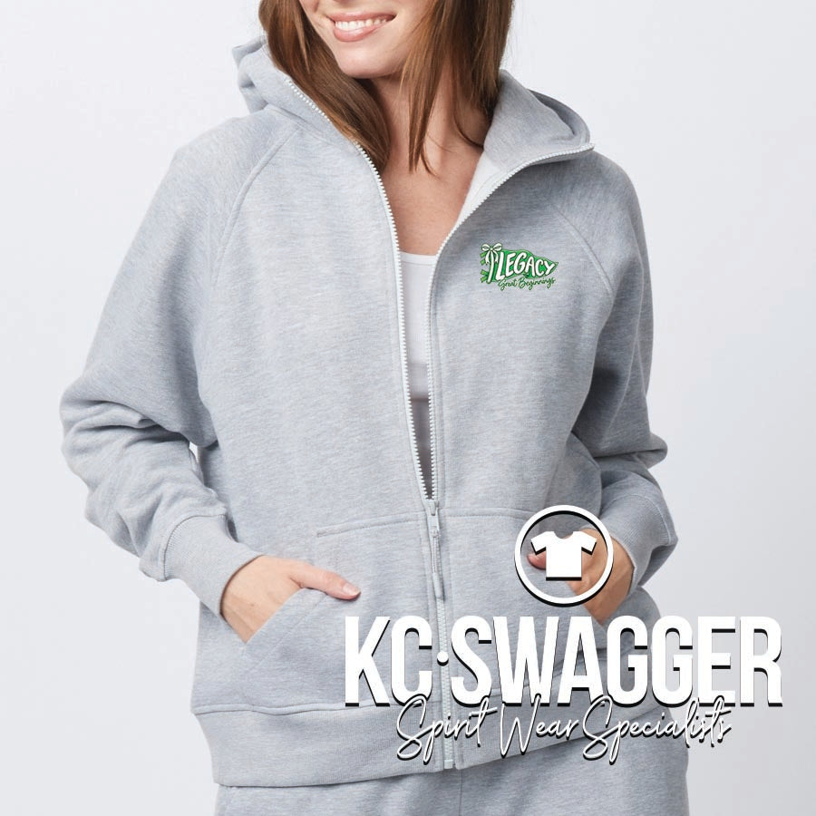 GREAT BEGINNINGS ATHLETIC HEATHER ENZA LADIES RELAXED FULL ZIP HOOD