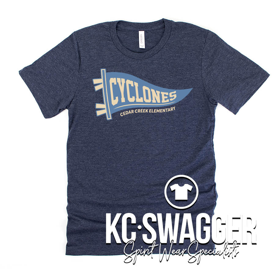 CCE CYCLONES HEATHER NAVY BELLA CANVAS TEE