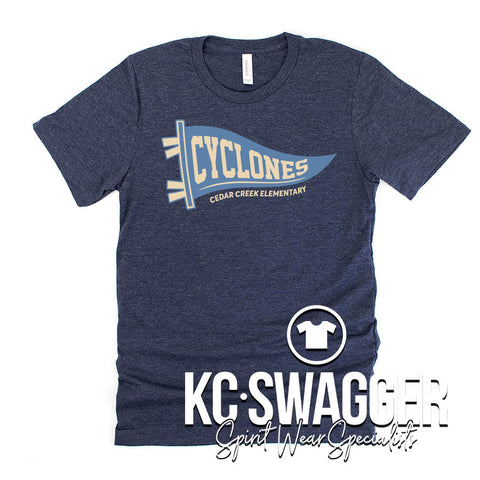 CCE CYCLONES HEATHER NAVY BELLA CANVAS TEE