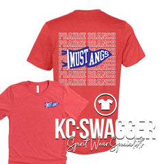 PBE MUSTANGS HEATHER RED BELLA CANVAS TEE