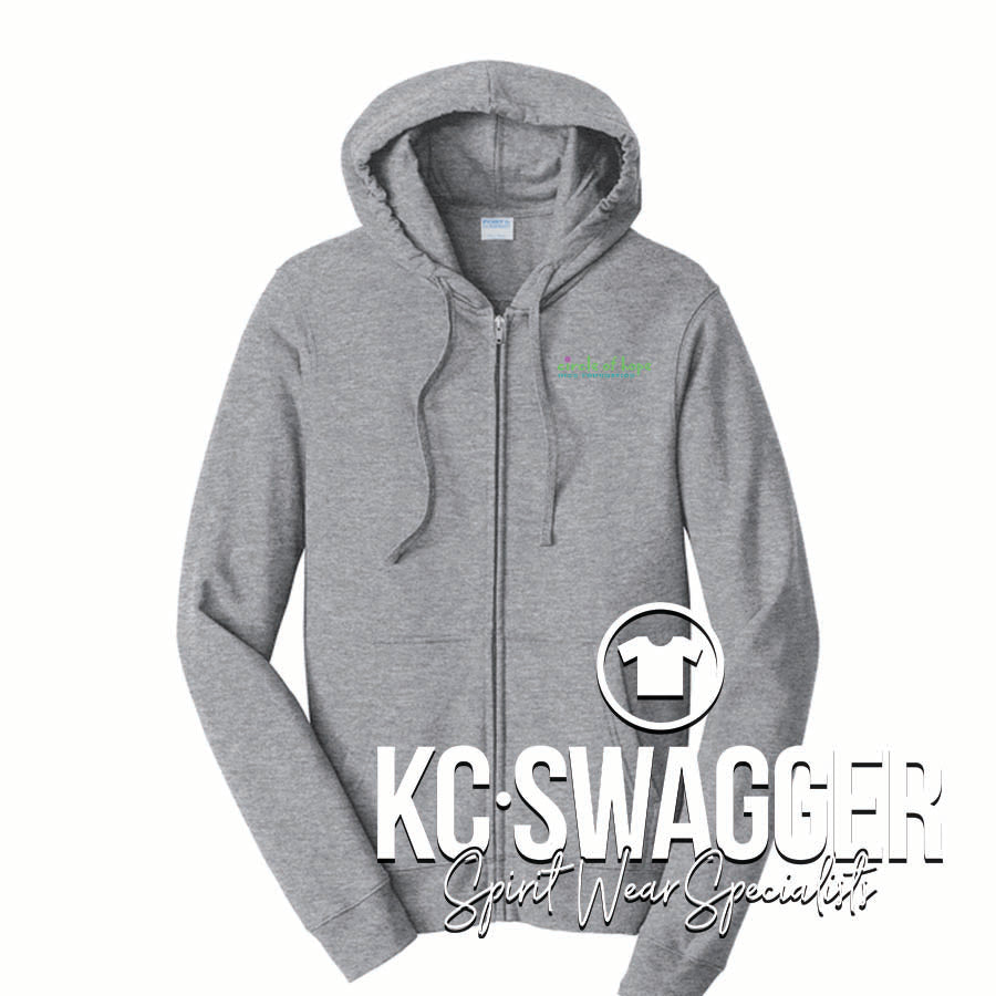 CIRCLE OF HOPE UNISEX ATHLETIC HEATHER FULL ZIP FLEECE HOODED SWEATSHIRT