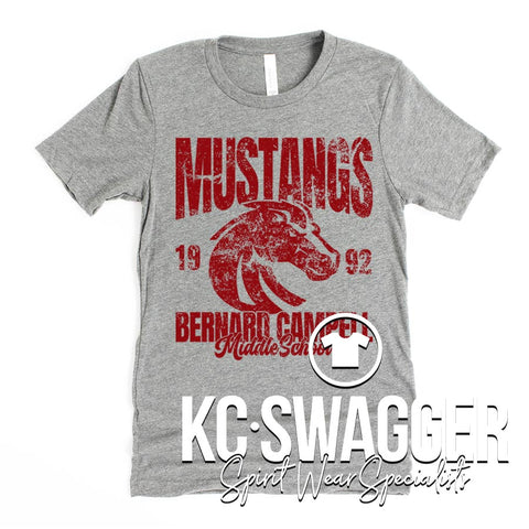 BCMS MUSTANGS ATHLETIC GRAY BELLA CANVAS TEE