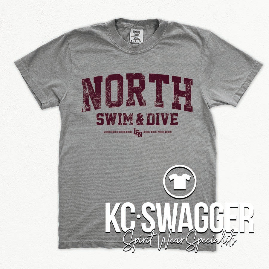 LSN BOYS SWIM AND DIVE GRAY COMFORT COLORS TEE
