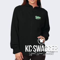 GREAT BEGINNINGS BLACK ENZA LADIES RELAXED FULL ZIP FLEECE (NO HOOD)