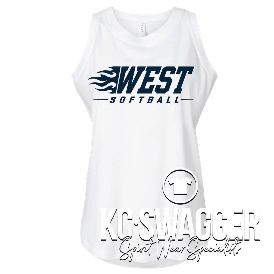 LSW SOFTBALL WHITE LAT LADIES FINE JERSEY RELAXED TANK
