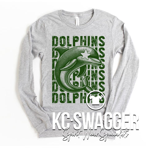 DYE DOLPHINS ATHLETIC HEATHER LONG SLEEVE BELLA CANVAS TEE