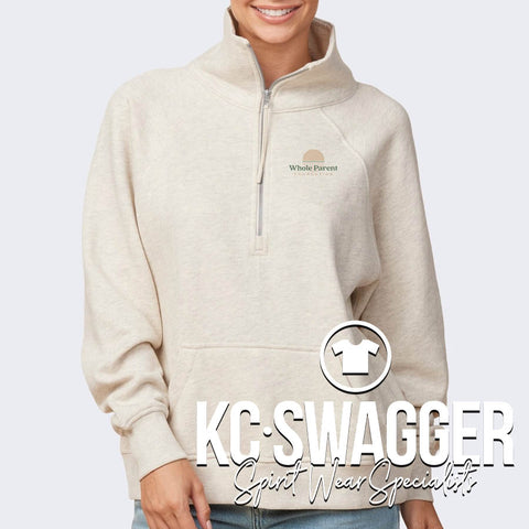 WHOLE PARENT FOUNDATION OATMEAL HEATHER ENZA LADIES HALF ZIP FLEECE