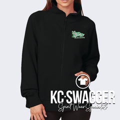 PARENTS AS TEACHERS BLACK ENZA LADIES RELAXED FULL ZIP FLEECE (NO HOOD)