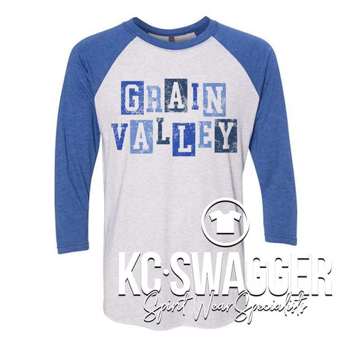 GVNMS EAGLES ROYAL RAGLAN NEXT LEVEL TEE (ADULT ONLY)
