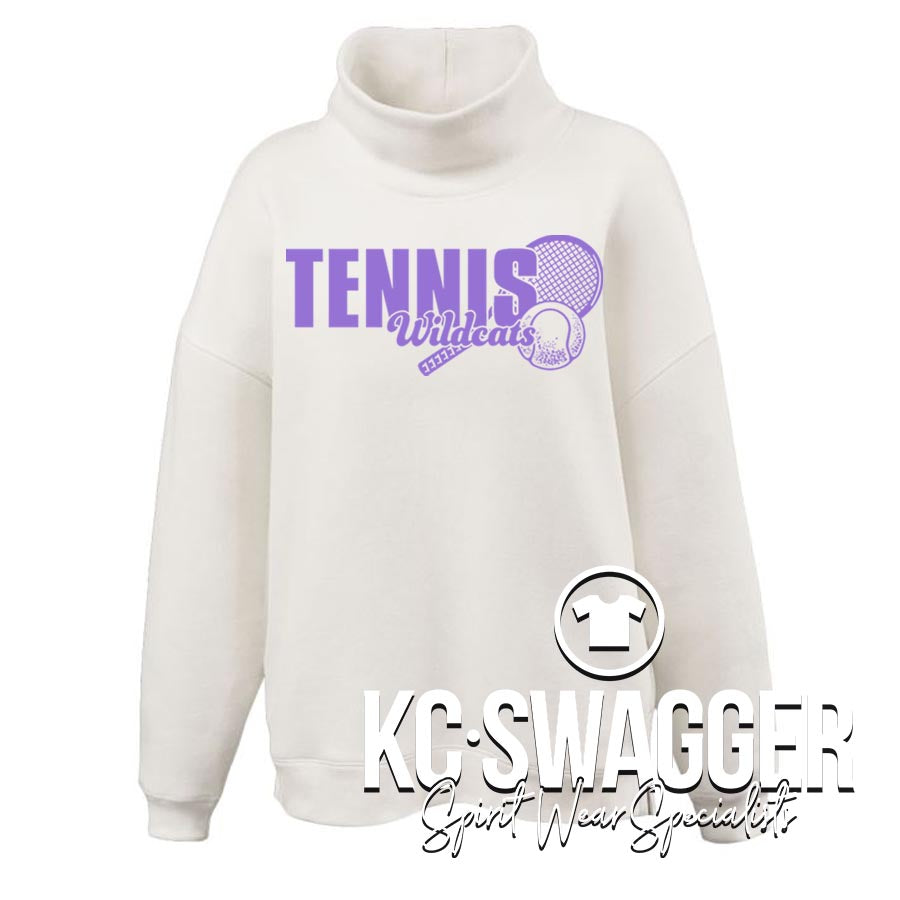 BSHS GIRLS TENNIS CREAM OVERSIZED PENNANT MOCKNECK FLEECE