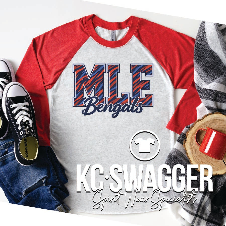 MLE BENGALS RED NEXT LEVEL RAGLAN TEE (ADULT ONLY)