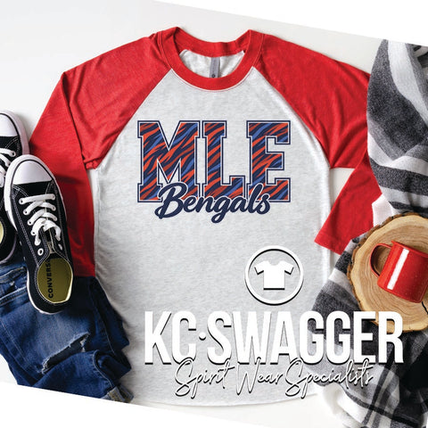 MLE BENGALS RED NEXT LEVEL RAGLAN TEE (ADULT ONLY)
