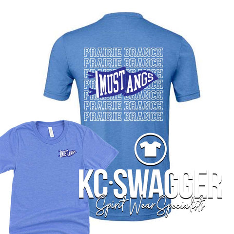 PBE MUSTANGS HEATHER CO BLUE BELLA CANVAS TEE