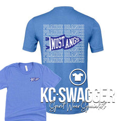 PBE MUSTANGS HEATHER CO BLUE BELLA CANVAS TEE